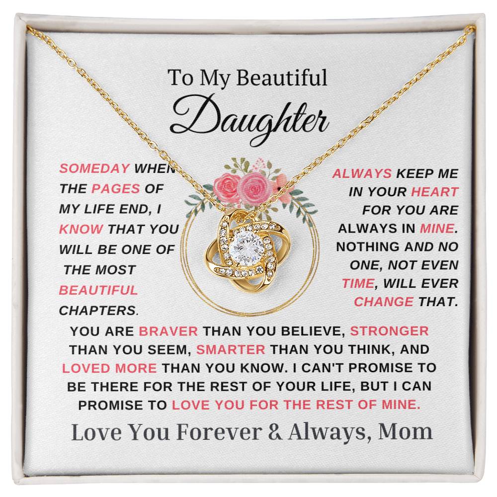 Daughter Love Knot Necklace Forever & Always Mom Pink