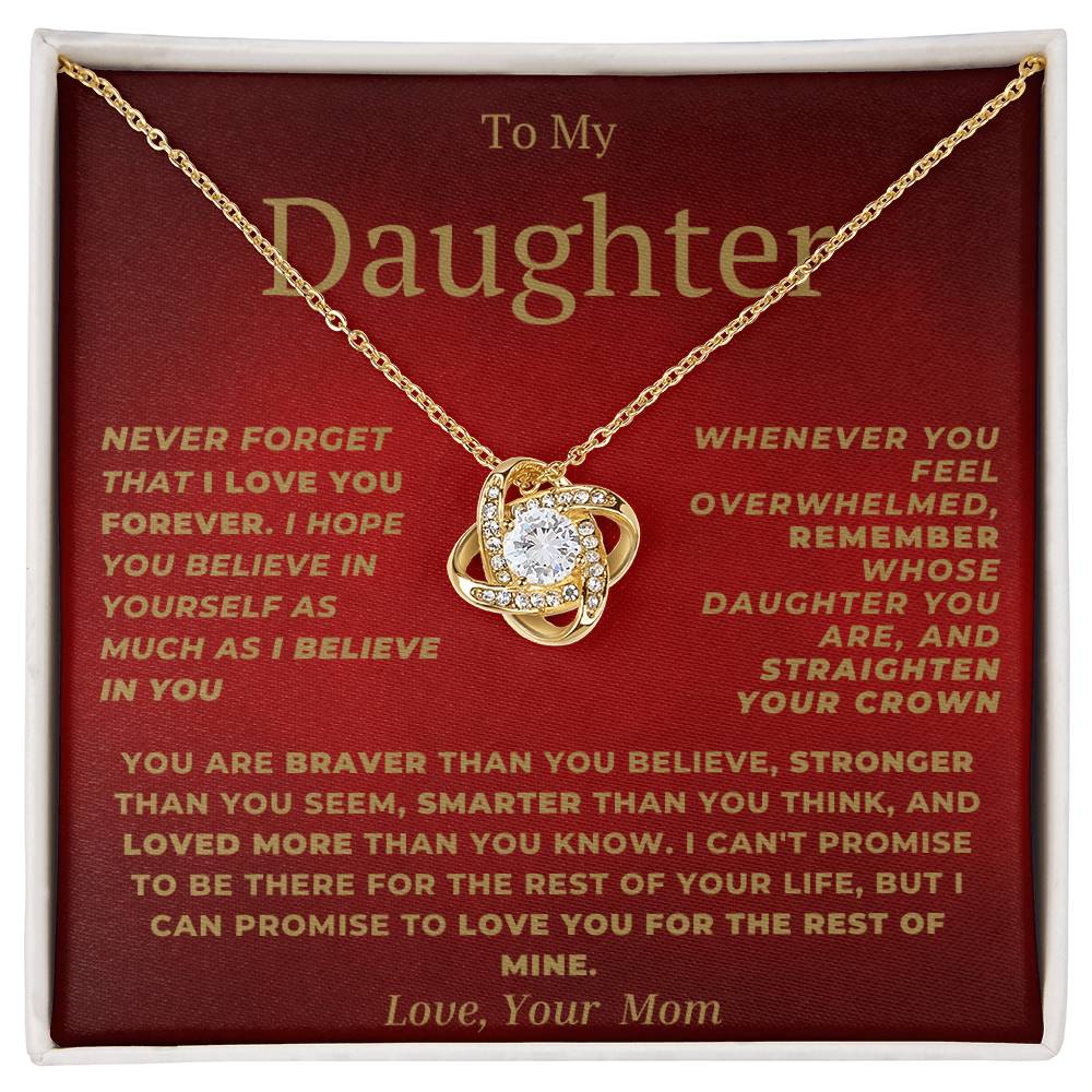 Daughter Love Knot Necklace From Mom Red