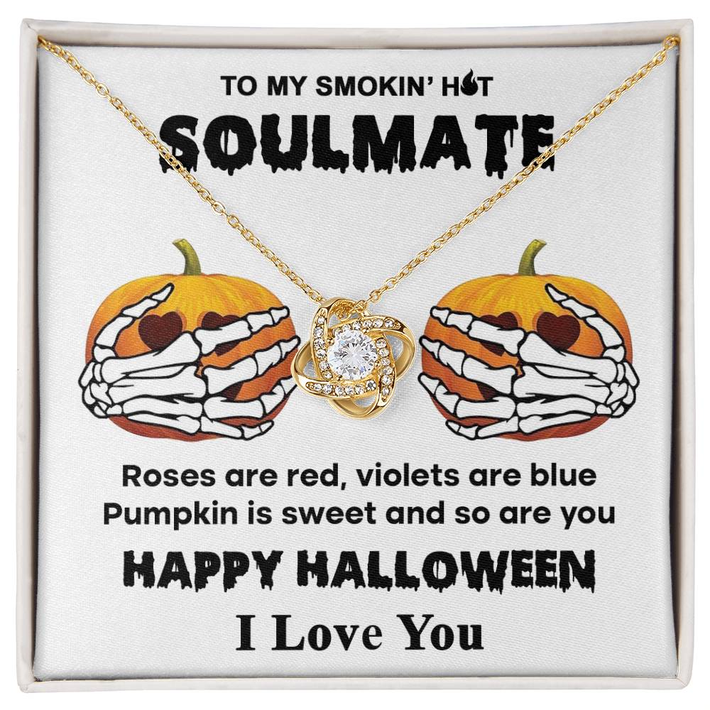 Collar de nudo de amor de calabaza dulce alma gemela