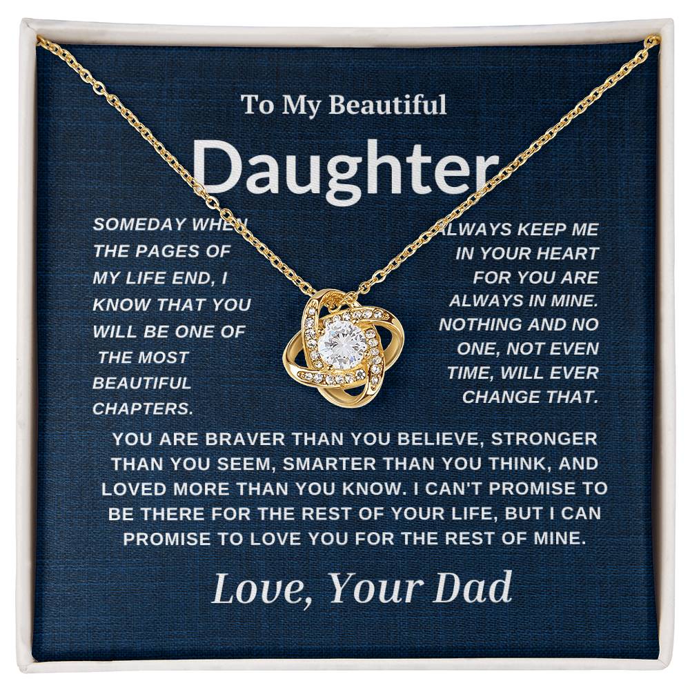 For My Beautiful Daughter Love Knot Necklace-Dad Navy And White Card