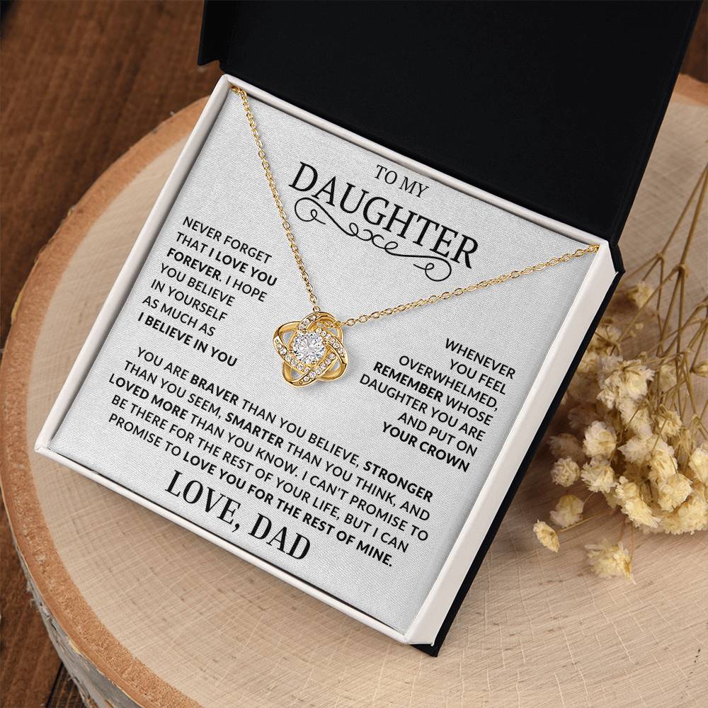 To My Daughter-Never Forget That I Love You - Love Knot Necklace