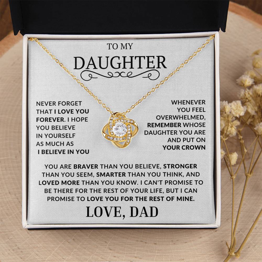 To My Daughter-Never Forget That I Love You - Love Knot Necklace