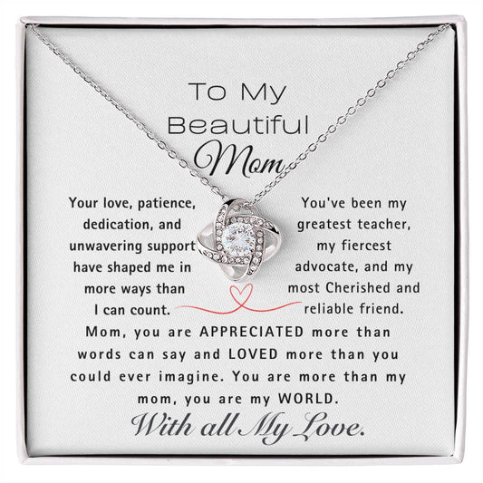 MOM, You are My World-Love Knot Necklace