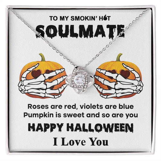 Collar de nudo de amor de calabaza dulce alma gemela