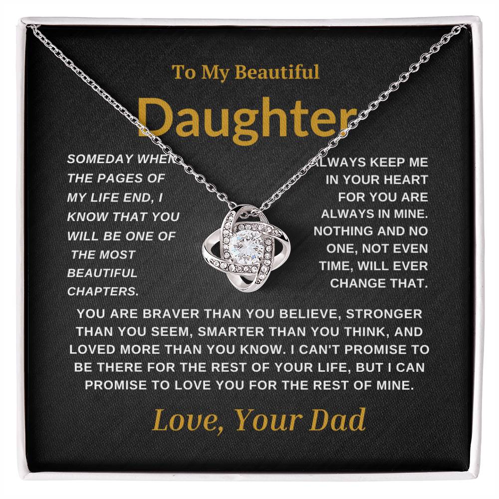 For My Beautiful Daughter Love Knot Necklace-Dad Black Card
