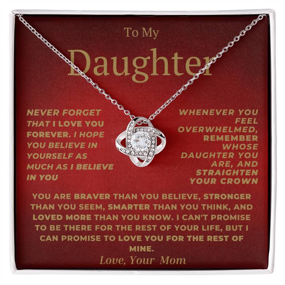 Daughter Love Knot Necklace From Mom Red