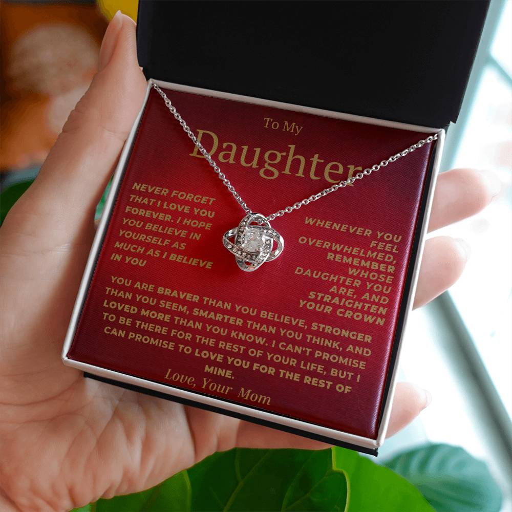Daughter Love Knot Necklace From Mom Red