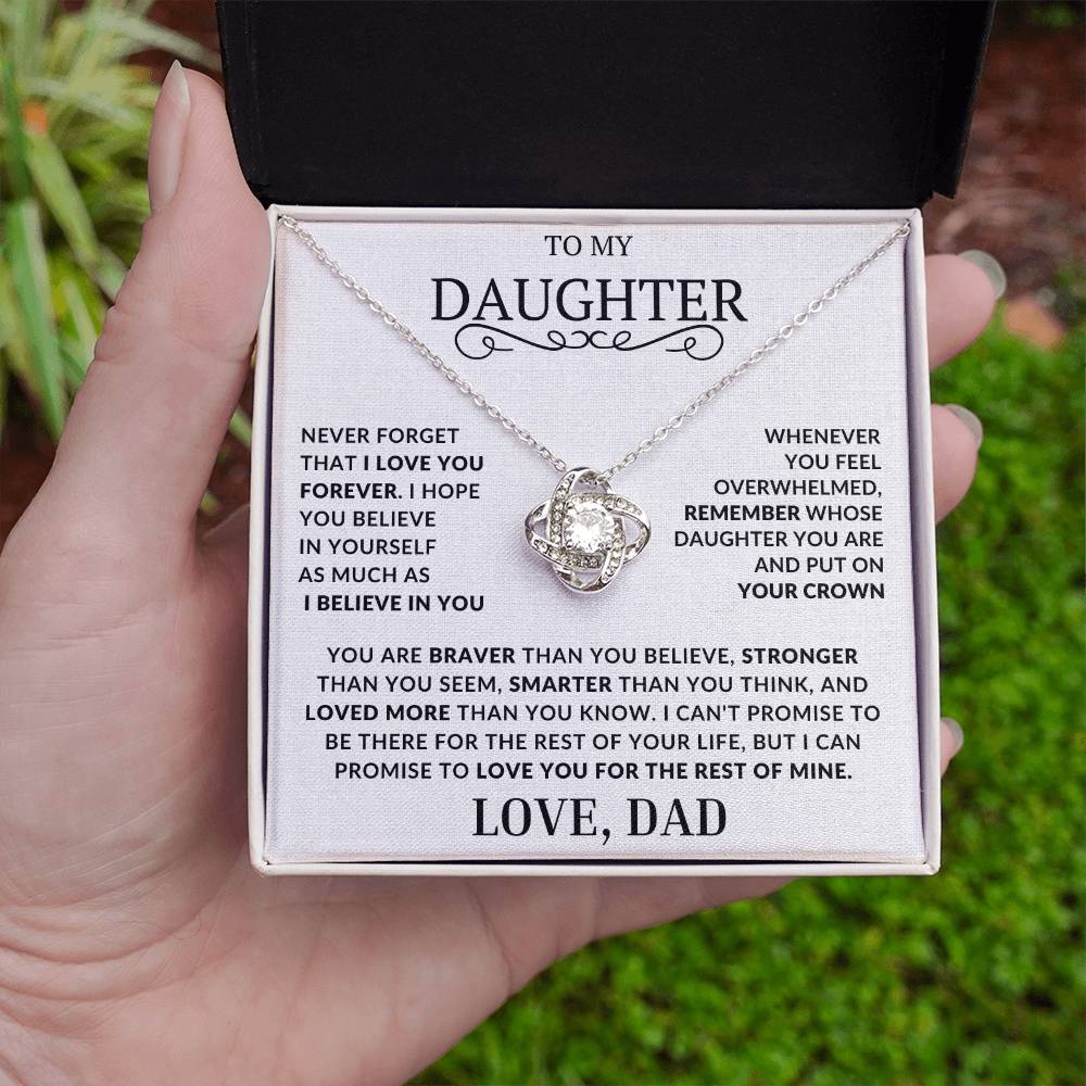 To My Daughter-Never Forget That I Love You - Love Knot Necklace