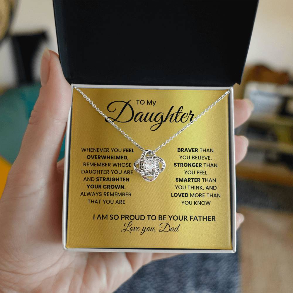 To My Daughter-Straighten Your Crown-Love Knot Necklace