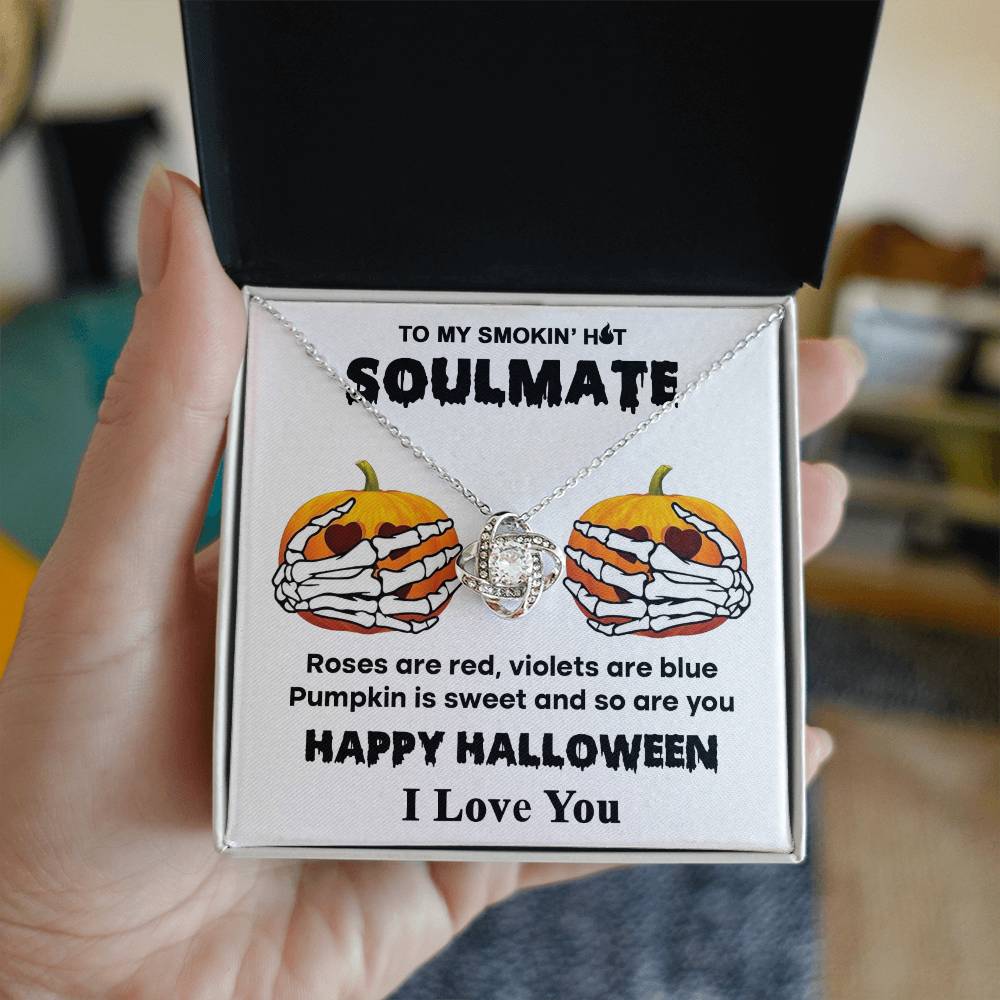 Collar de nudo de amor de calabaza dulce alma gemela