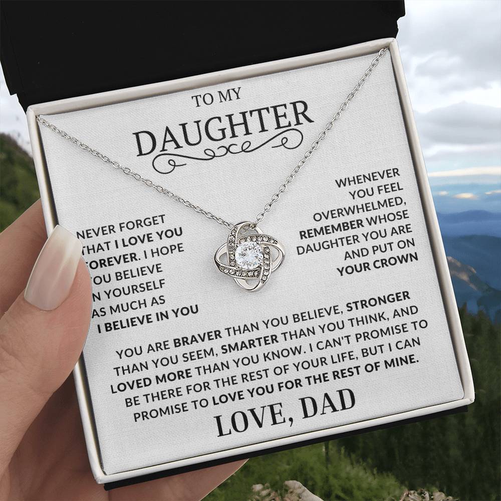 To My Daughter-Never Forget That I Love You - Love Knot Necklace