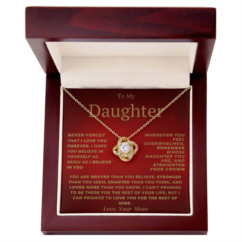 Daughter Love Knot Necklace From Mom Red