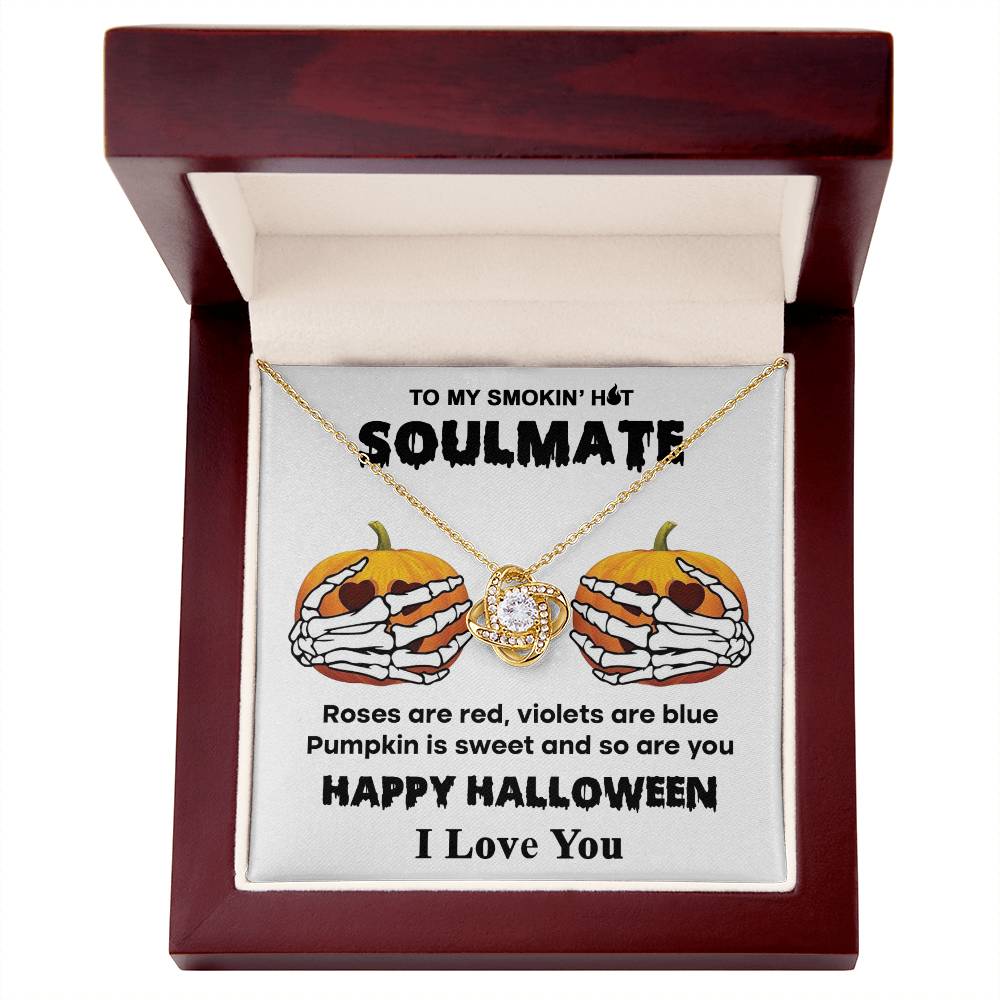 Collar de nudo de amor de calabaza dulce alma gemela