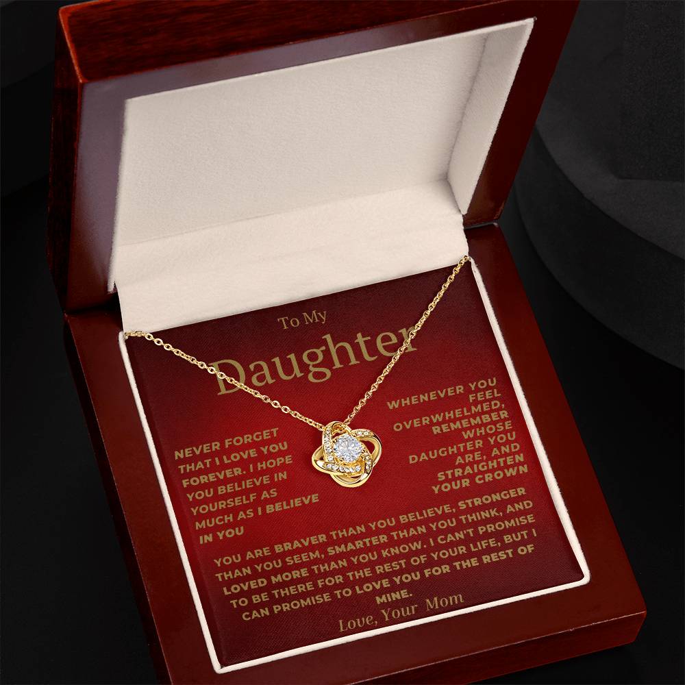 Daughter Love Knot Necklace From Mom Red
