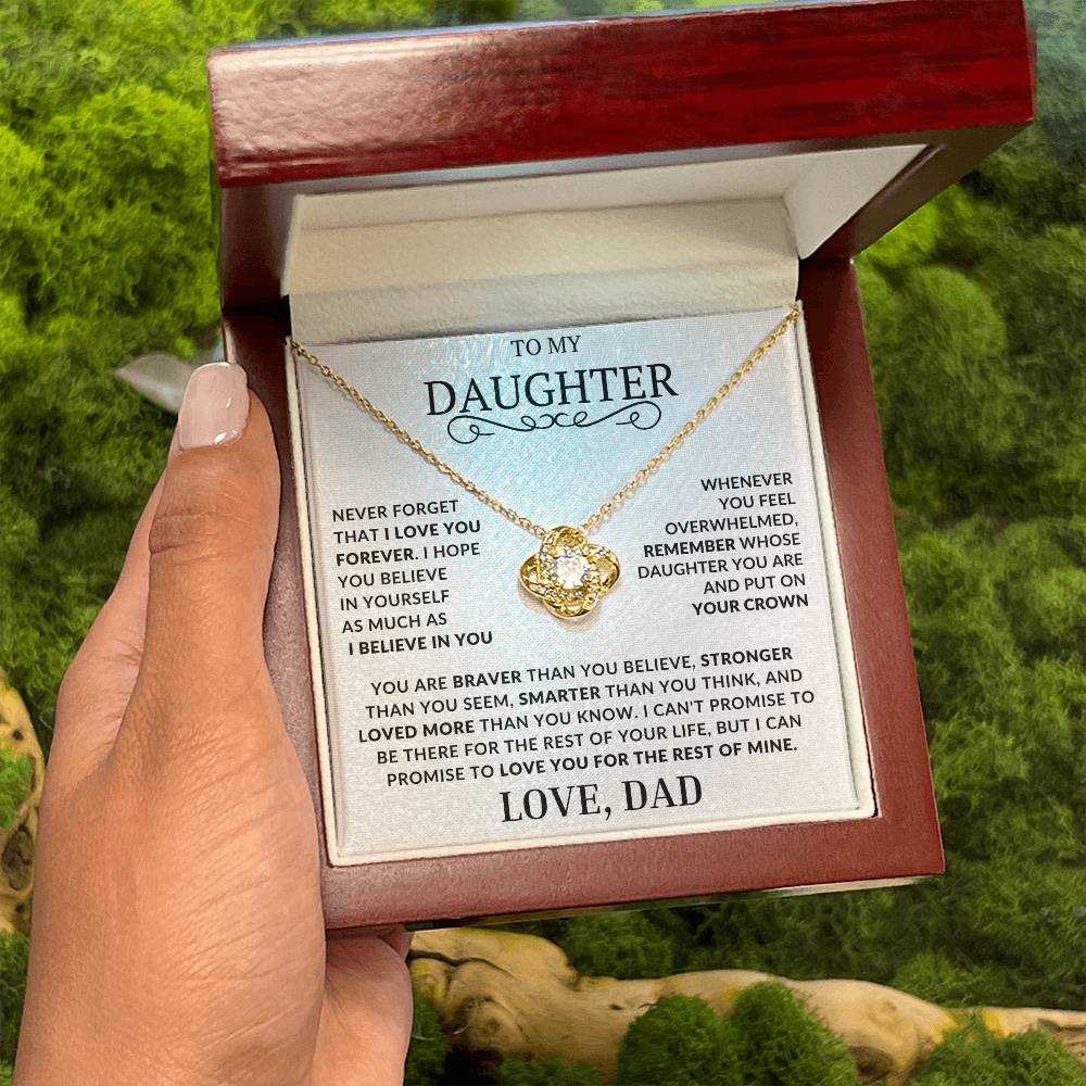 To My Daughter-Never Forget That I Love You - Love Knot Necklace