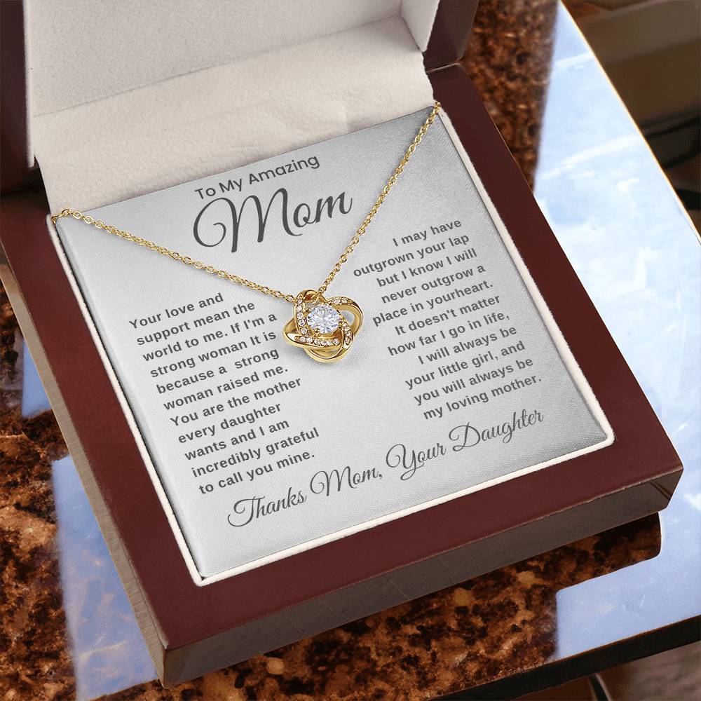 No Matter How Far I Go-Love Knot Necklace For Mom From Daughter