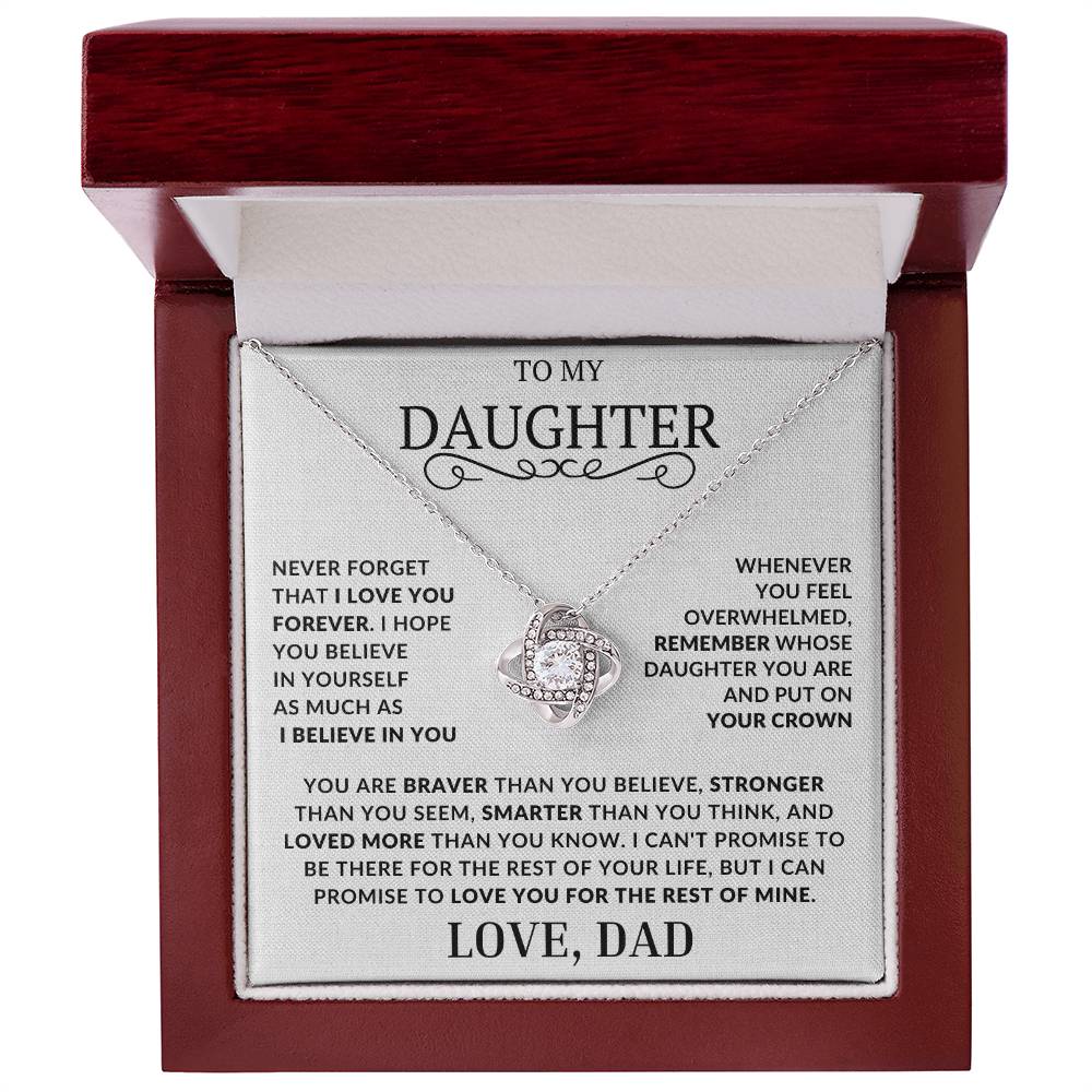 To My Daughter-Never Forget That I Love You - Love Knot Necklace