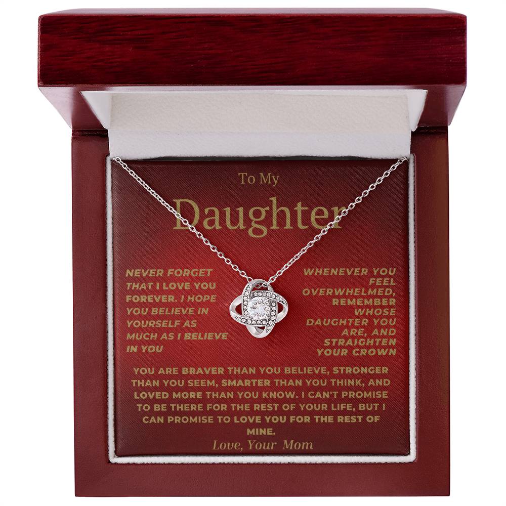 Daughter Love Knot Necklace From Mom Red