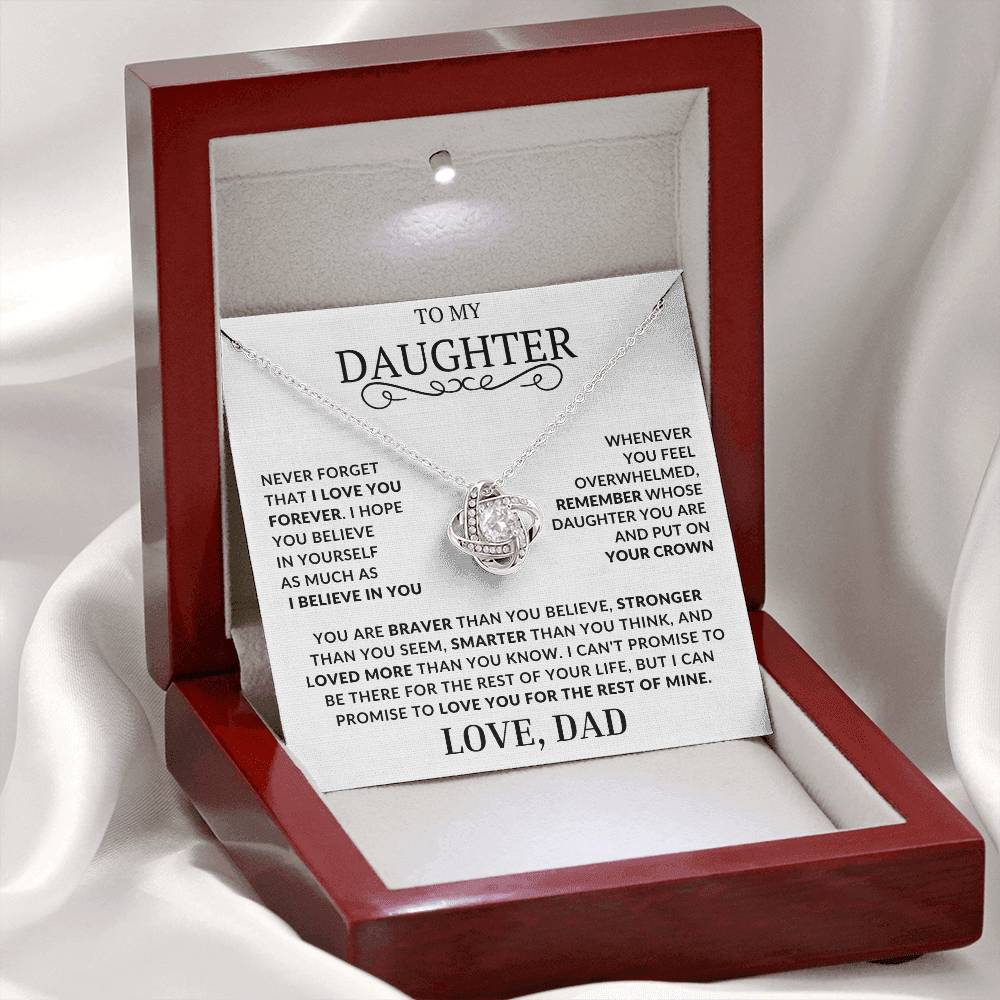 To My Daughter-Never Forget That I Love You - Love Knot Necklace