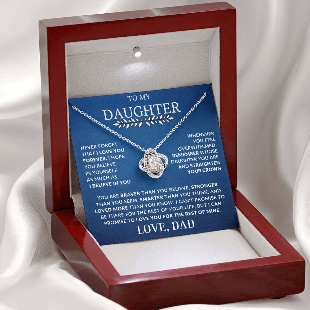 Beautiful Gift For Daughter From Dad "Never Forget That I Love You" Necklace