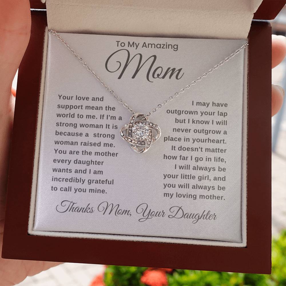 No Matter How Far I Go-Love Knot Necklace For Mom From Daughter