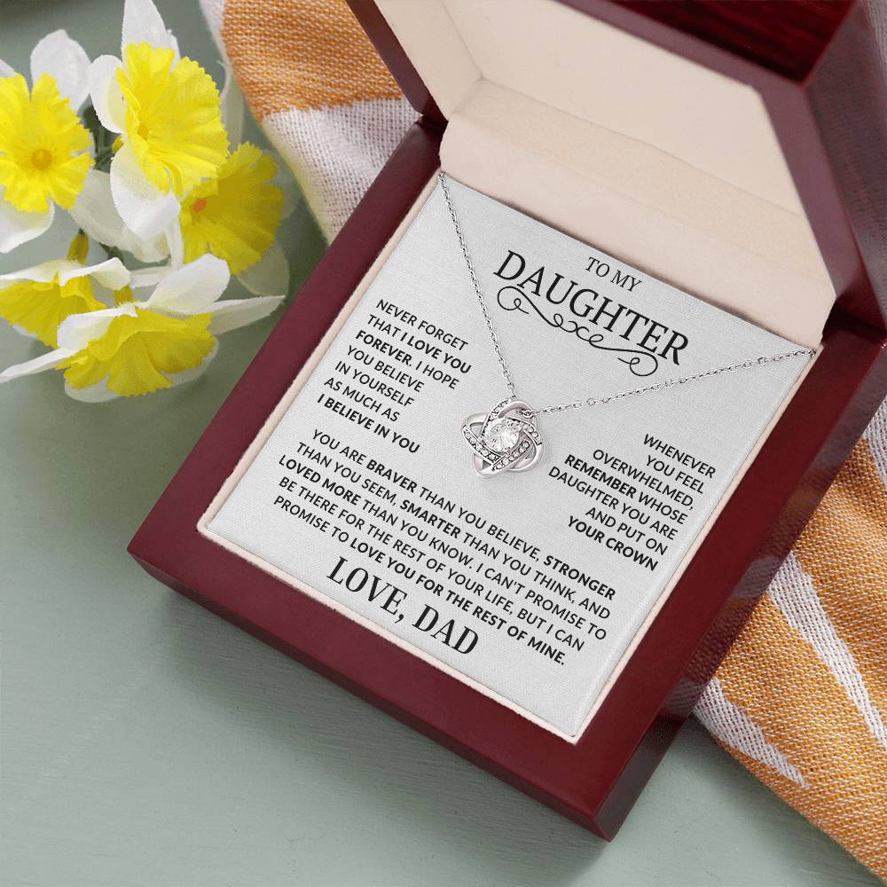 To My Daughter-Never Forget That I Love You - Love Knot Necklace