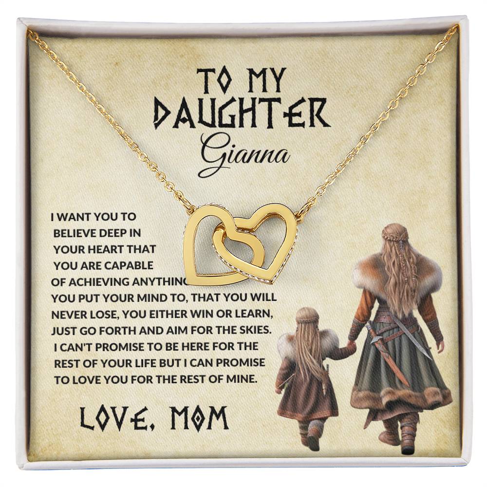 To My Daughter-Twin Hearts Necklace-I Will Love You For The Rest Of My Life.