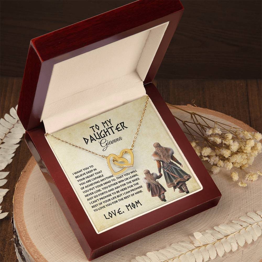 To My Daughter-Twin Hearts Necklace-I Will Love You For The Rest Of My Life.