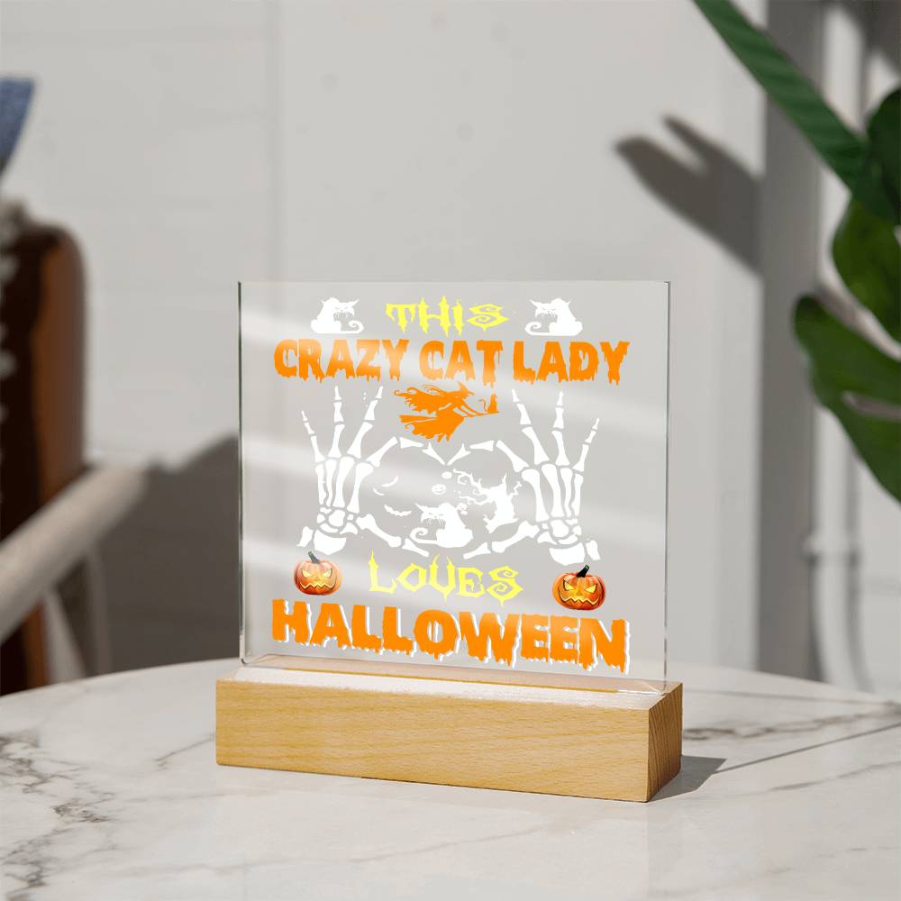 Placa acrílica Crazy Cat Lady Halloween-Acrílico más vendida