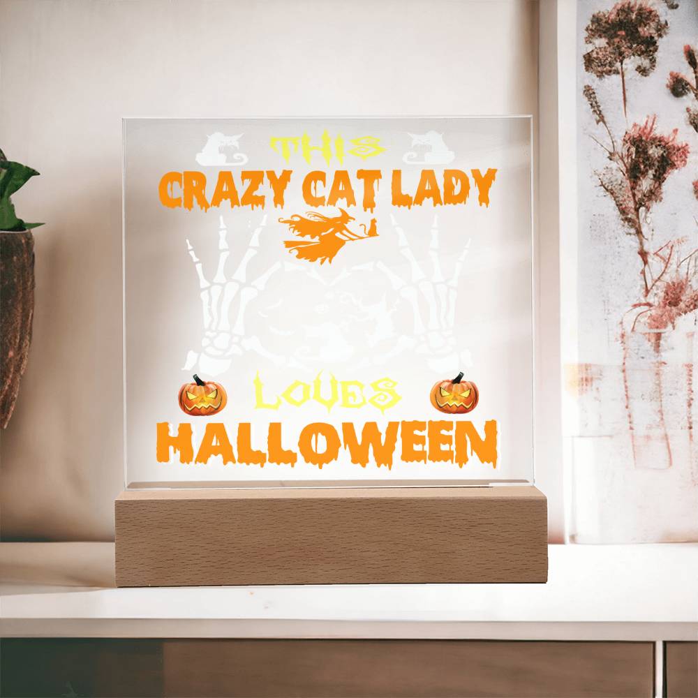 Placa acrílica Crazy Cat Lady Halloween-Acrílico más vendida