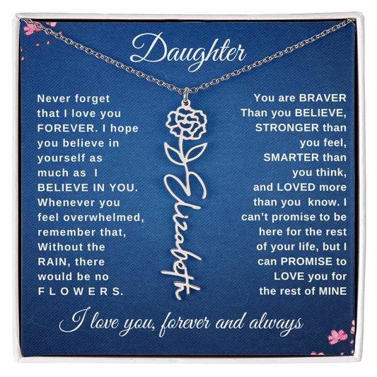 Without The Rain, There Would Be No Flowers-Custom Flower And  Name Necklace-