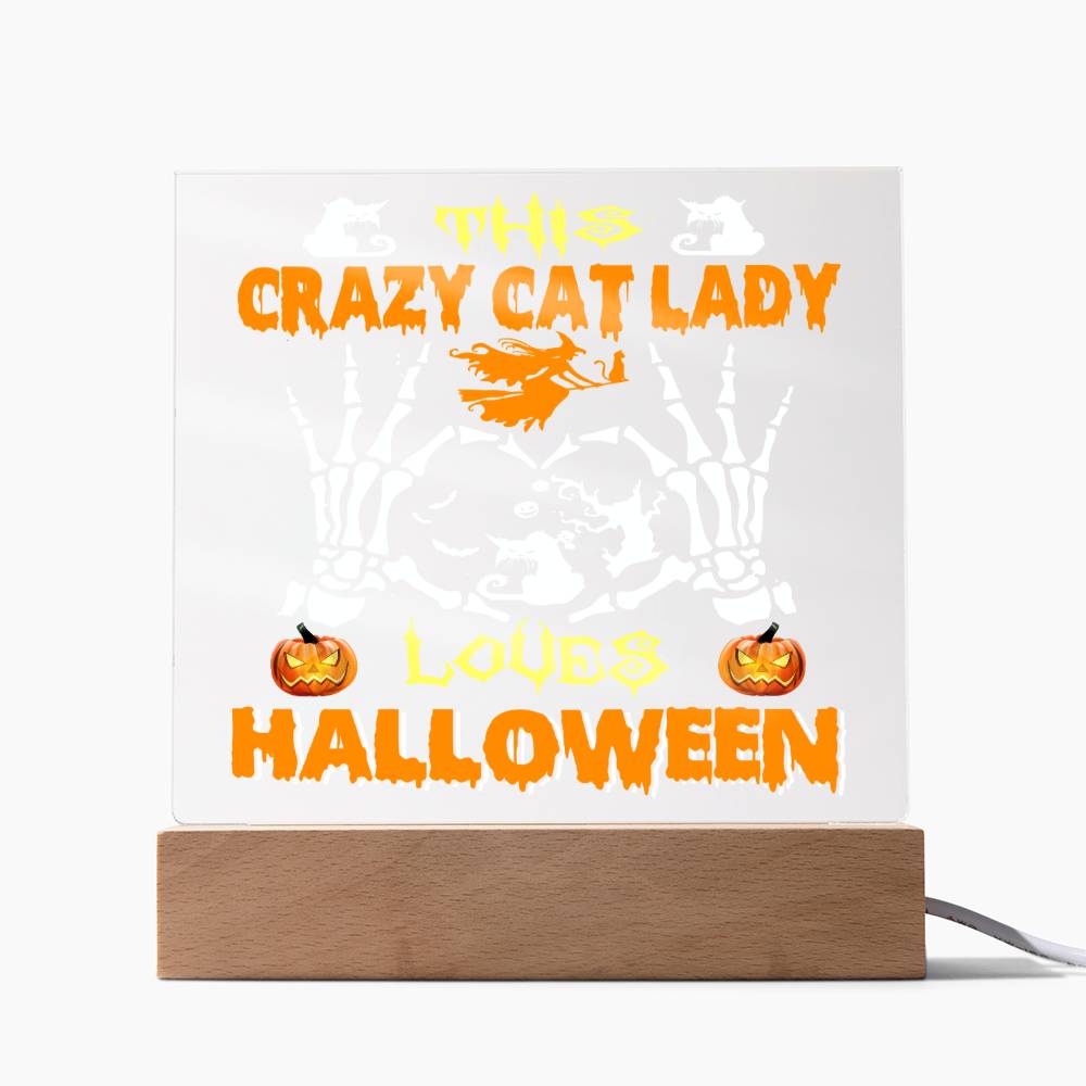 Placa acrílica Crazy Cat Lady Halloween-Acrílico más vendida