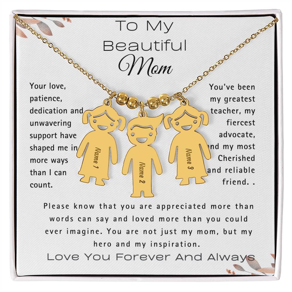 A mi hermosa mamá-Collar con dije personalizado para niños