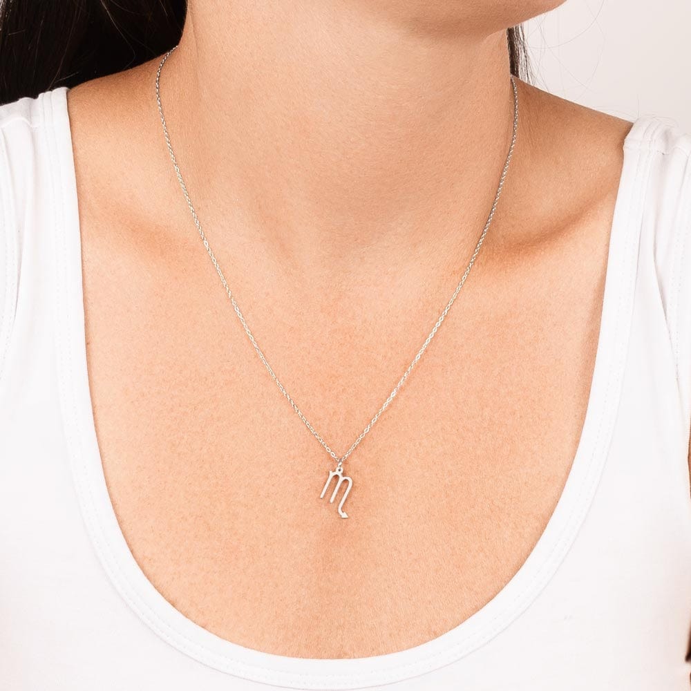 Collar de signo del zodíaco Escorpio- Rosa rosa