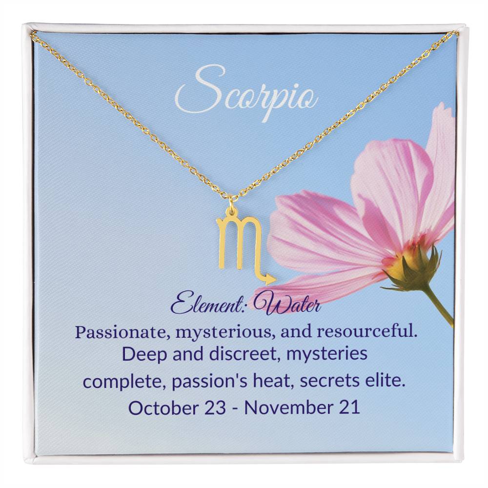 Collar de signo del zodíaco Escorpio- Rosa rosa