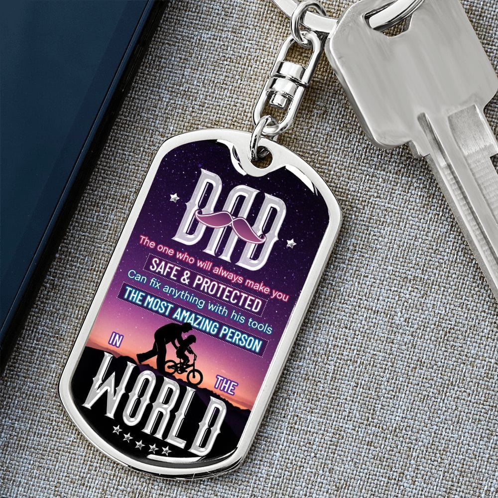 PAPÁ El llavero con etiqueta de perro único