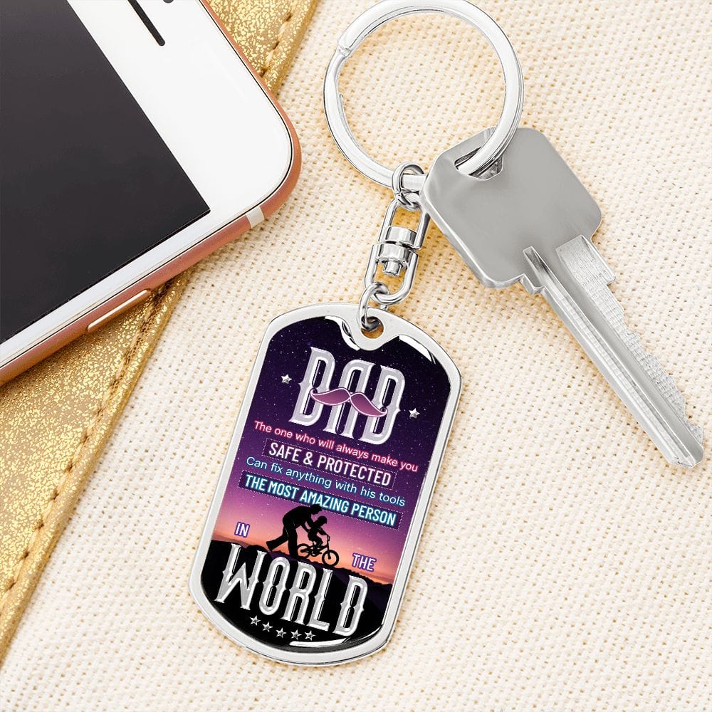 PAPÁ El llavero con etiqueta de perro único