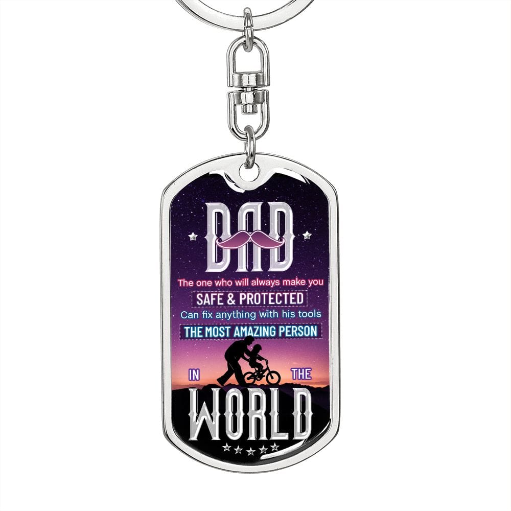 PAPÁ El llavero con etiqueta de perro único