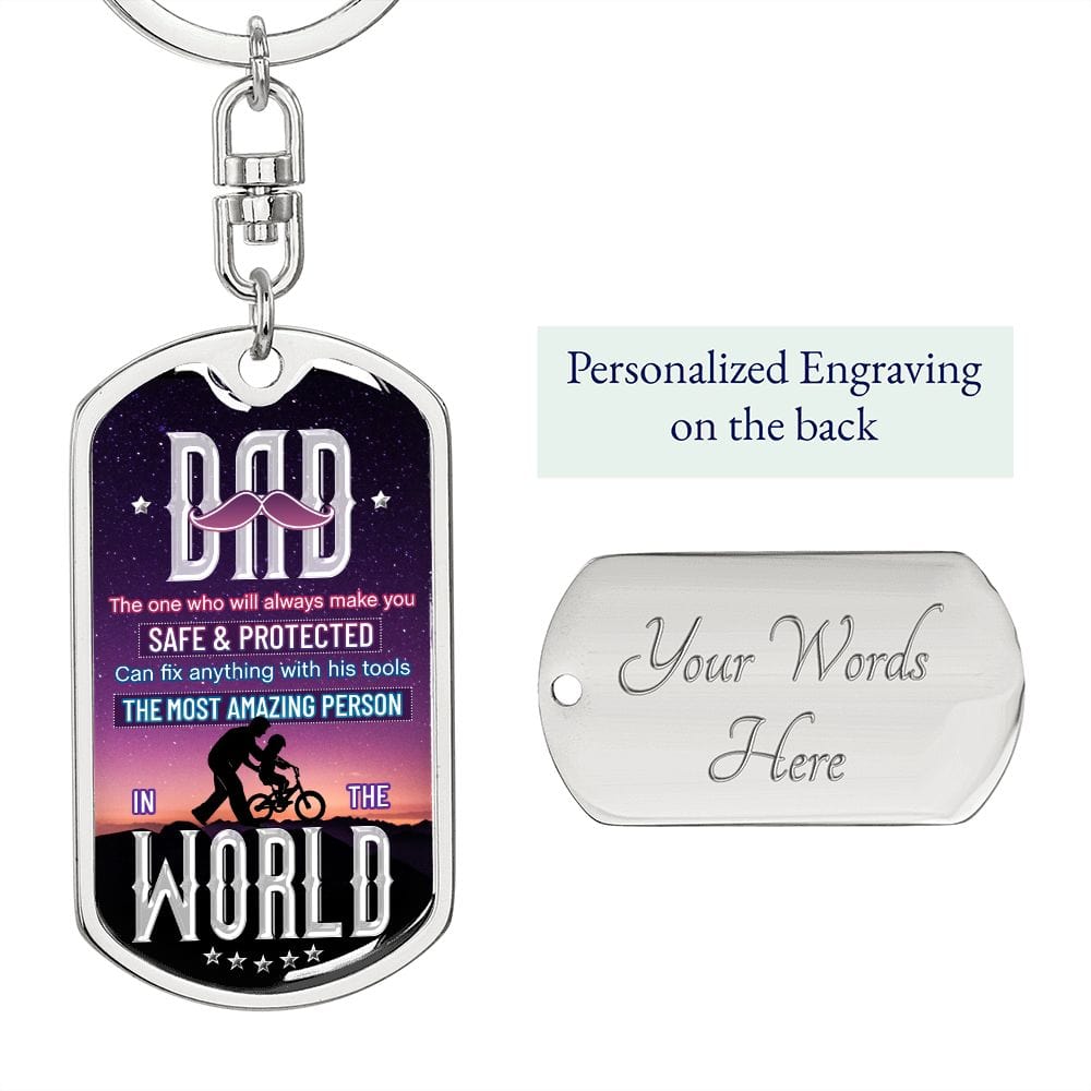 PAPÁ El llavero con etiqueta de perro único