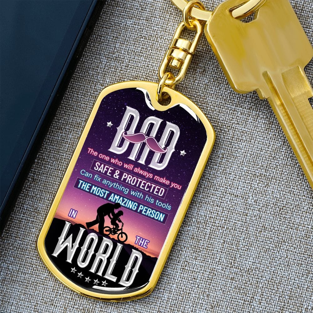 PAPÁ El llavero con etiqueta de perro único