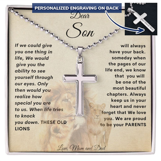 Personalized Cross Ball Chain From Mom and Dad