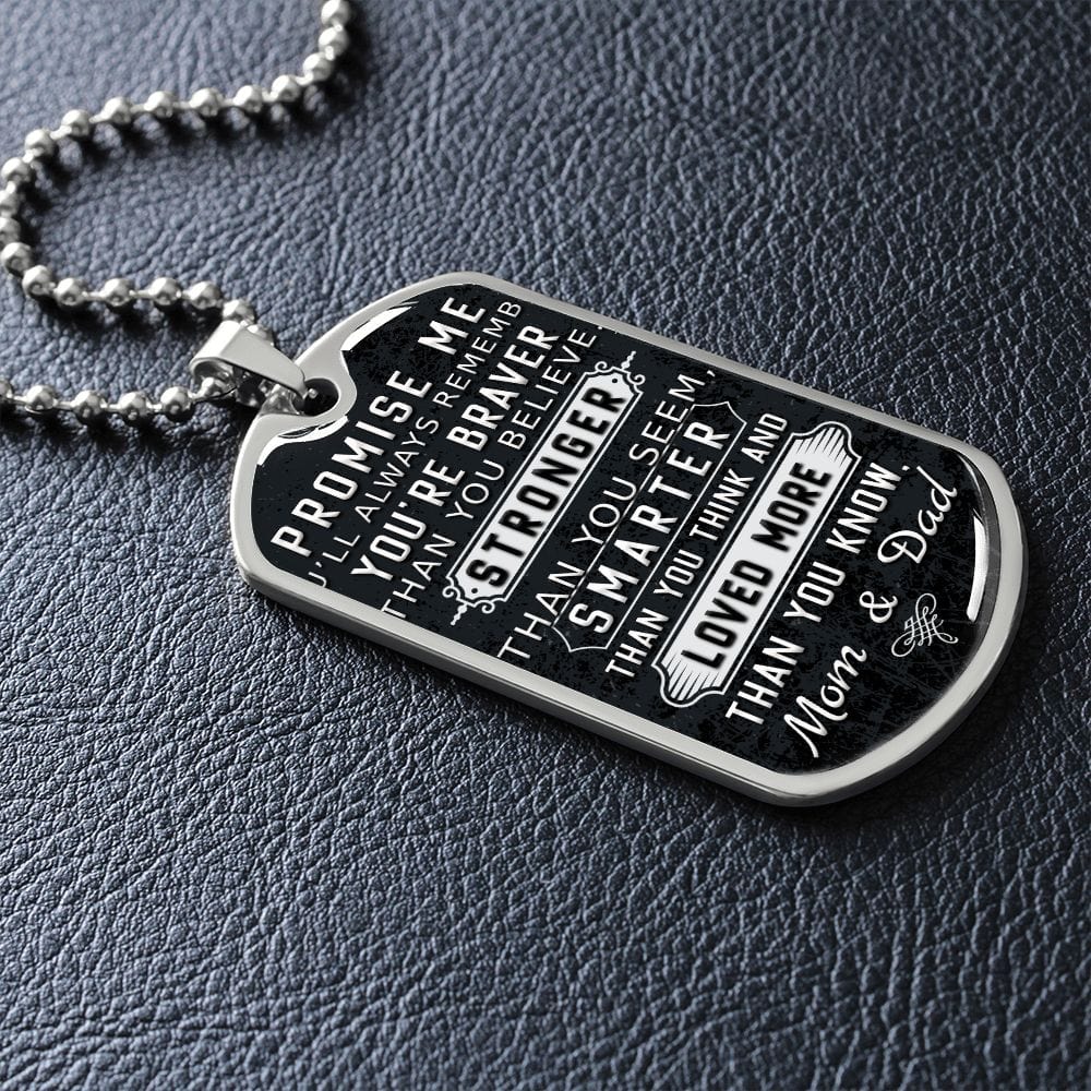 Prométeme placa y cadena para perro de lujo unisex de estilo militar