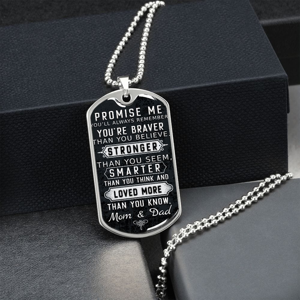 Prométeme unisex (1) placa y cadena para perro de lujo estilo militar