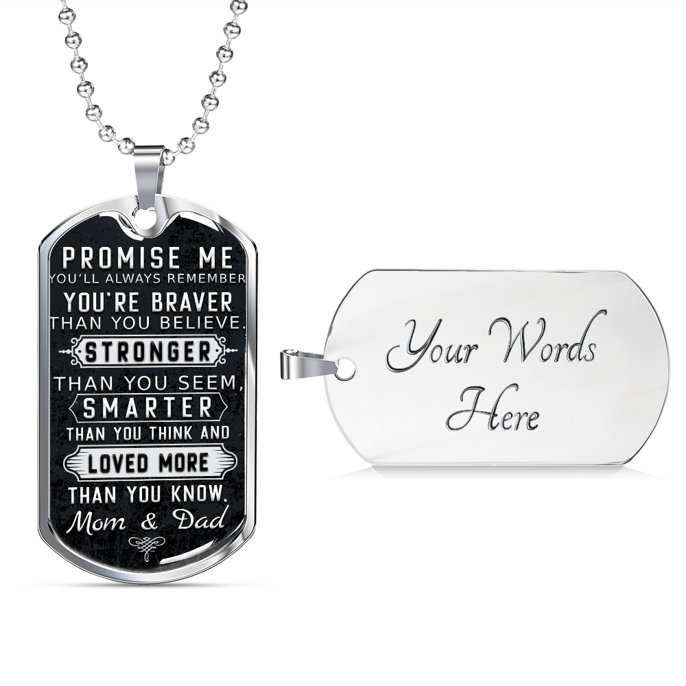 Prométeme unisex (1) placa y cadena para perro de lujo estilo militar