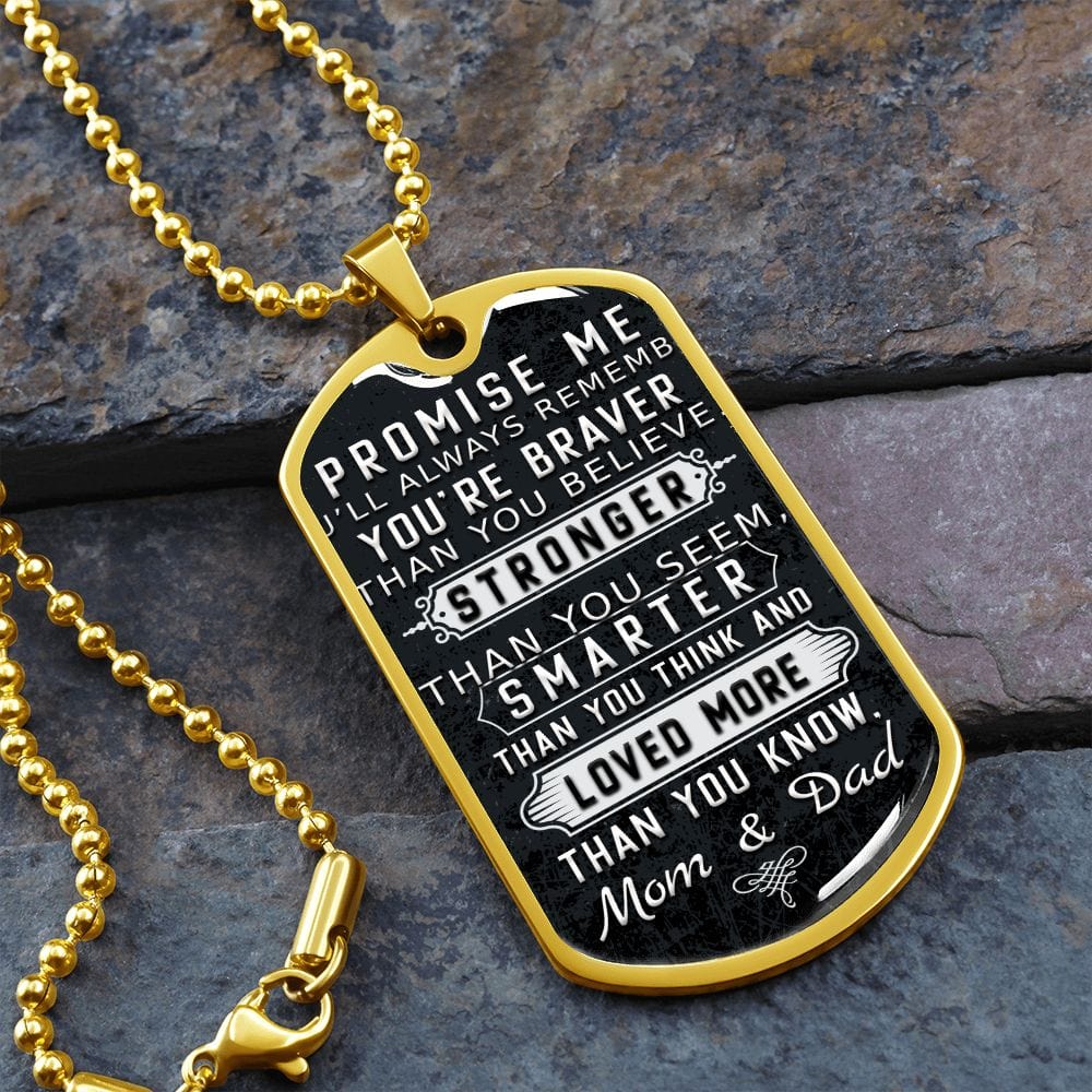 Prométeme placa y cadena para perro de lujo unisex de estilo militar
