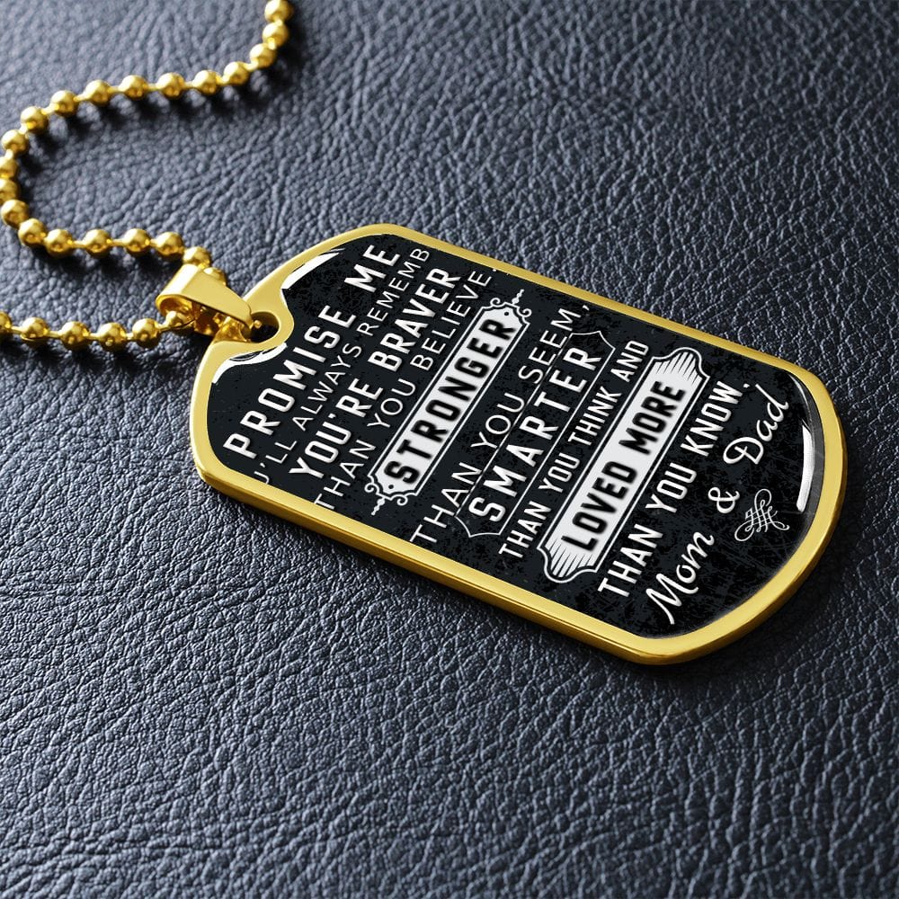 Prométeme placa y cadena para perro de lujo unisex de estilo militar