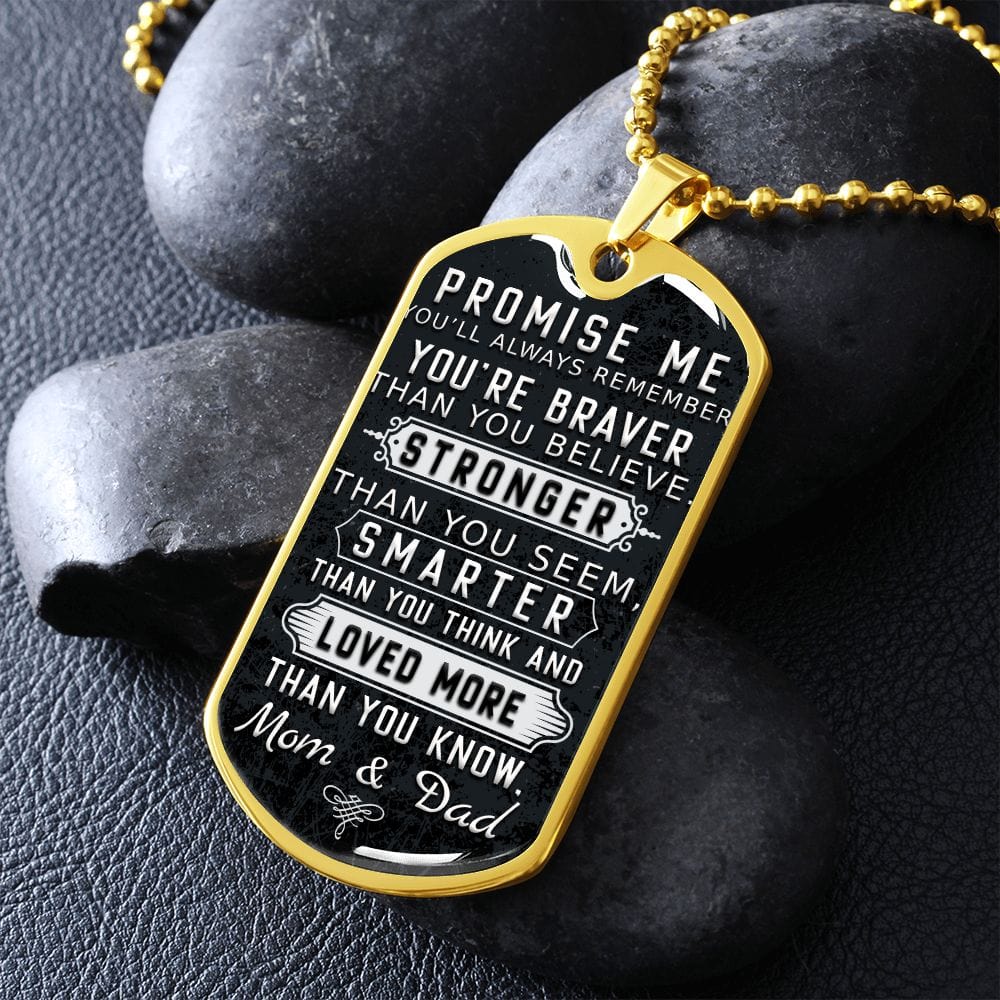 Prométeme unisex (1) placa y cadena para perro de lujo estilo militar