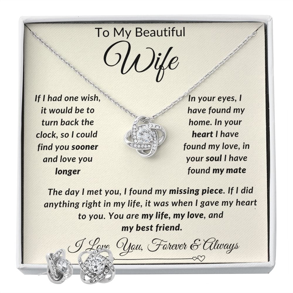 Conjunto de aretes y collar con nudo de amor: esposa