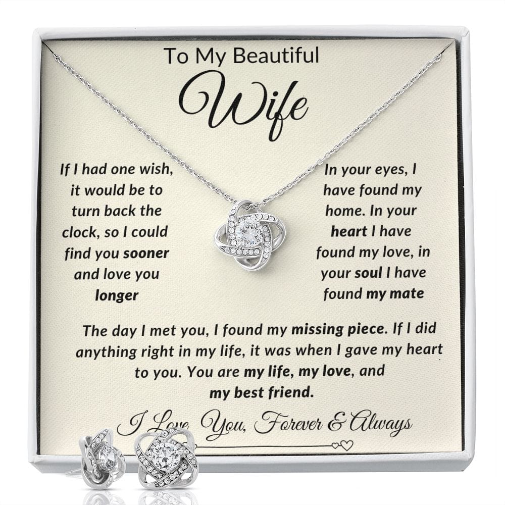 Conjunto de aretes y collar con nudo de amor: esposa