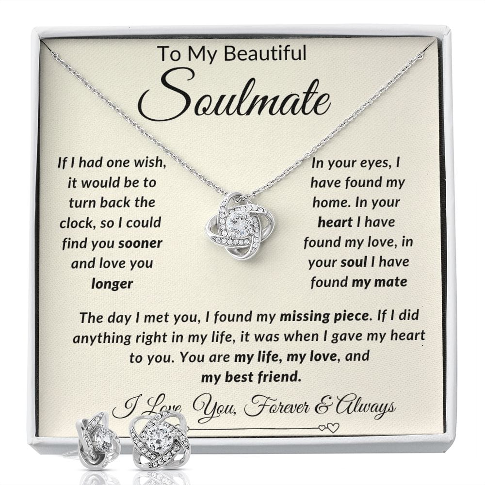 Love Knot Earring And Necklace Set- Soulmate